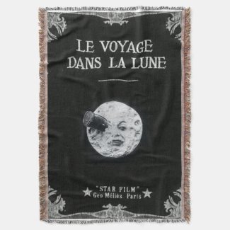 A Trip to the Moon Retro Movie Poster French Throw Blanket