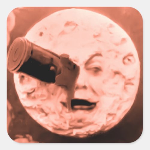 A Trip to the Moon Sepia Rose Square Sticker