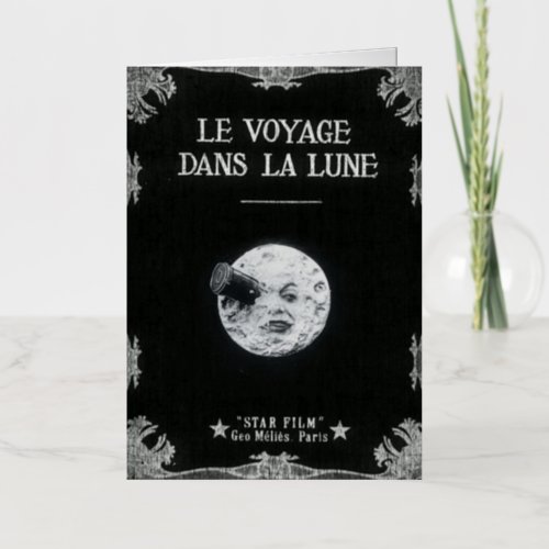 A Trip to the Moon Vintage Retro French Cinema Foil Greeting Card
