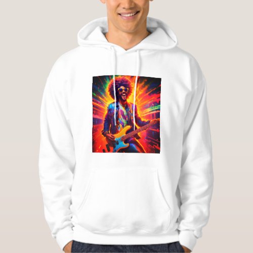 A trippy afro American man wearing sunglasses  Hoodie