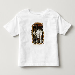 A trompe l'oeil of an open glazed cupboard toddler t-shirt