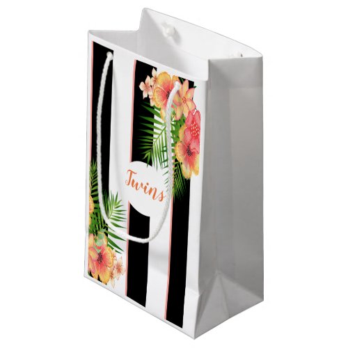 A Tropical Floral Striped Baby Shower Small Gift Bag