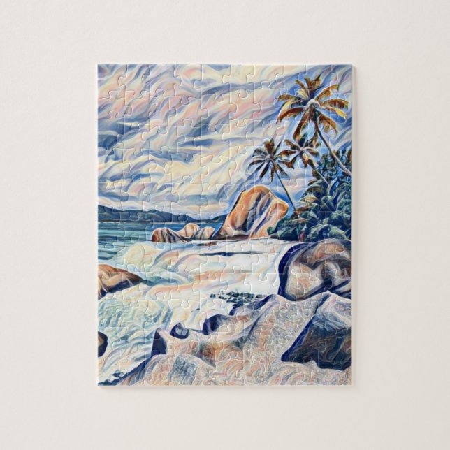 A Tropical Island, Beach & Palms Trees Jigsaw Puzzle (Vertical)