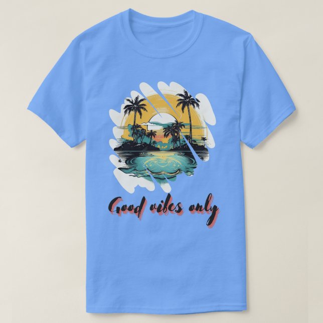 A tropical island paradise with palm trees and cry T-Shirt (Design Front)