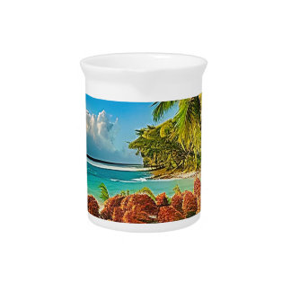 A tropical paradise. beverage pitcher