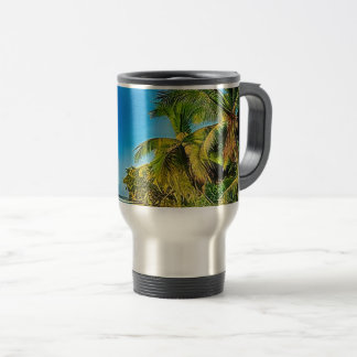 A tropical paradise. travel mug