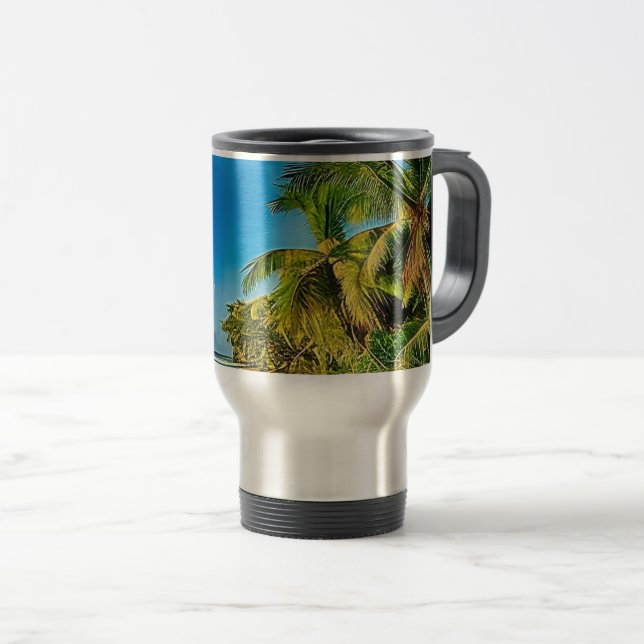 A tropical paradise.   travel mug (Front Right)