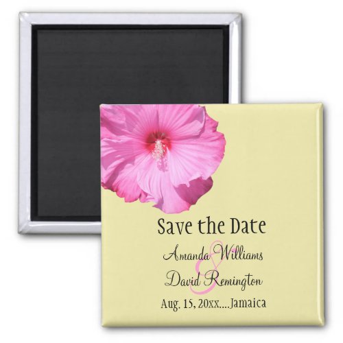 A Tropical Save the Date yellow Magnet