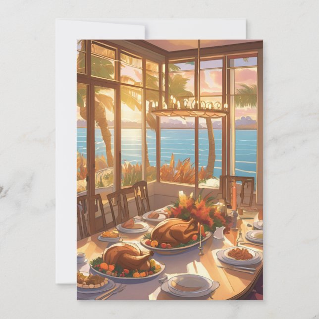 A Tropical Thanksgiving Feast = Greeting Card (Front)