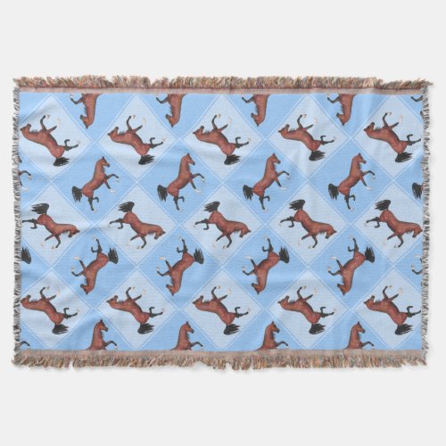A Trotting Bay Arabian Horse Fun Quilt Pattern Throw Blanket