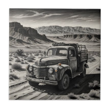 A truck in a desert