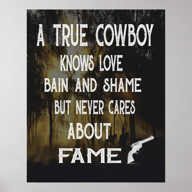 A true cowboy saying canvas poster (Front)