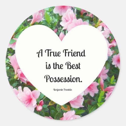 A true friend is the best possession classic round sticker
