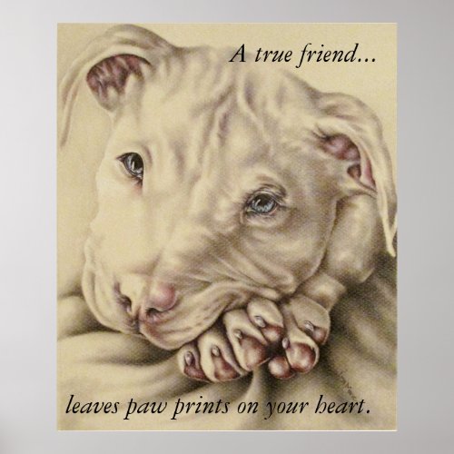 A True Friend Leaves Paw Prints Pit Bull Poster