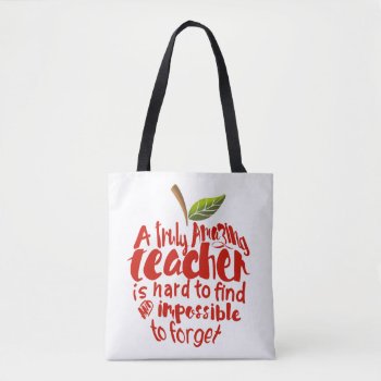 A Truly Amazing Teacher Is Hard  Fashion Red Apple Tote Bag by GenerationIns at Zazzle