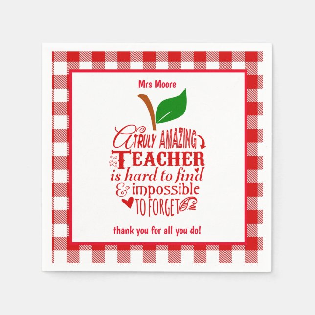 A truly amazing teacher is hard to find napkins (Front)