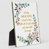 A truly great boss Appreciation Gift Boss Thank Plaque | Zazzle