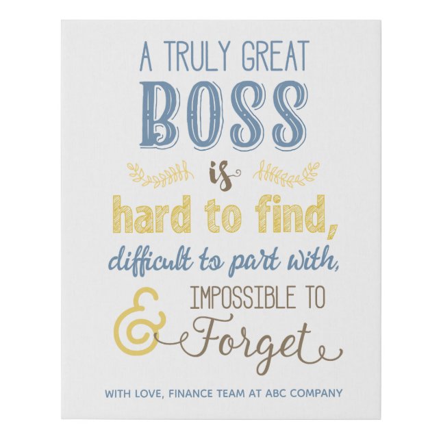 A Truly Great Boss Personalized Faux Canvas Print (Front)
