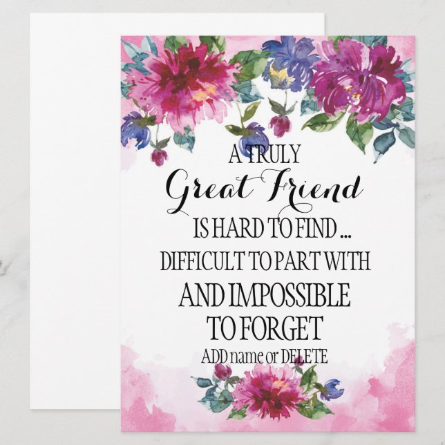 A truly great friend Thank you Appreciation Gift Card (Front/Back)