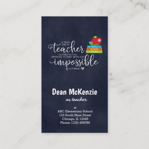A truly great teacher business card