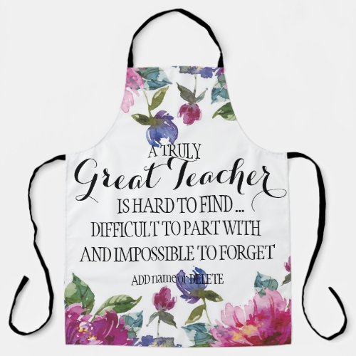 A truly great teacher Thank you Appreciation gift Apron