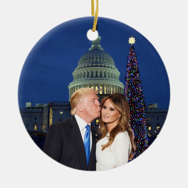 A Trump Christmas: Donald And Melania Ceramic Ornament | Zazzle