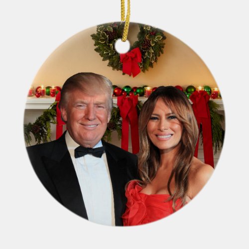 A Trump Christmas Donald and Melania Ceramic Ornament