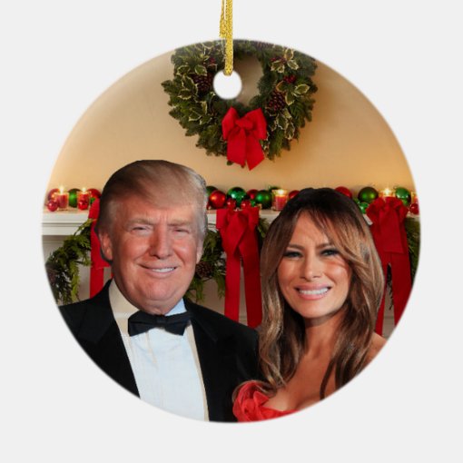 A Trump Christmas Donald and Melania Ceramic Ornament Zazzle