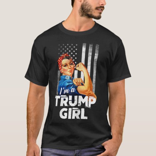 A Trump Girl Rosie The Riveter Us Flag  T_Shirt