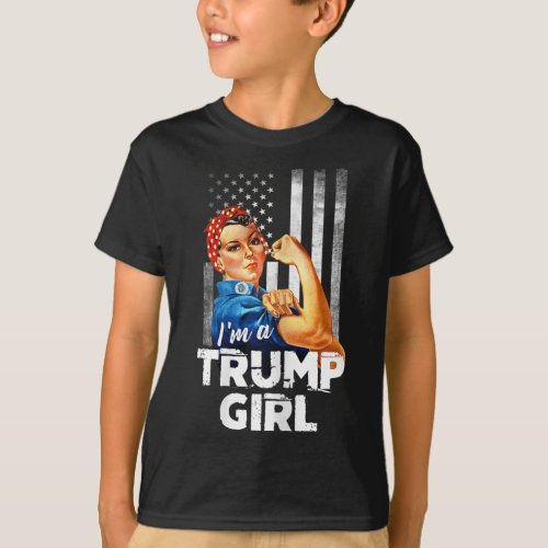 A Trump Girl Rosie The Riveter Us Flag  T_Shirt