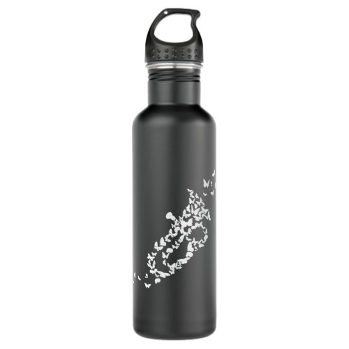 A Tuba Brass Instrument With butterflies Stainless Steel Water Bottle