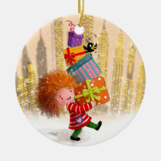 A Tumble of Gifts and Giggles Ceramic Ornament