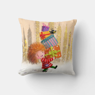 A Tumble of Gifts and Giggles Throw Pillow