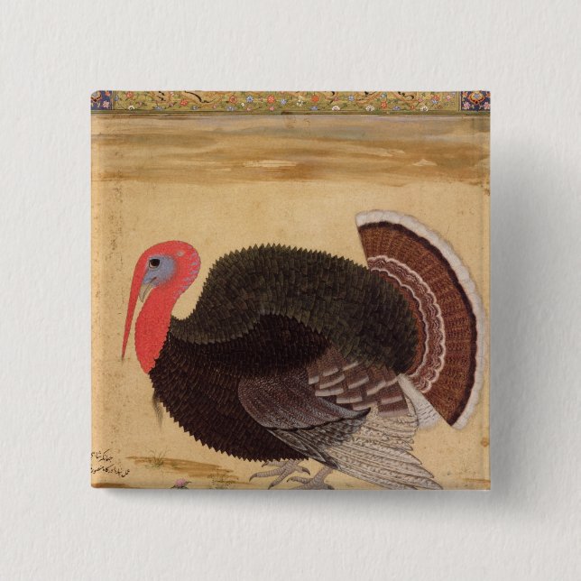 A turkey-cock, brought to Jahangir Pinback Button (Front)