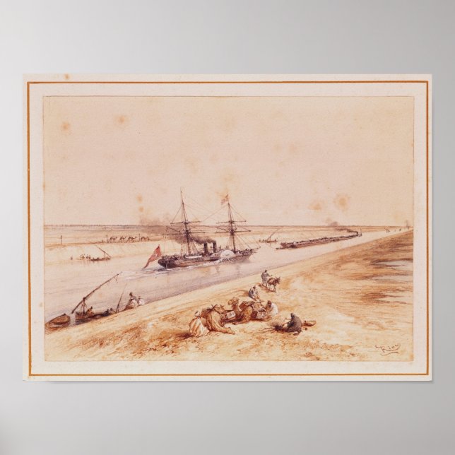 A Turkish Paddle Steamer Going Up the Suez Canal Poster (Front)