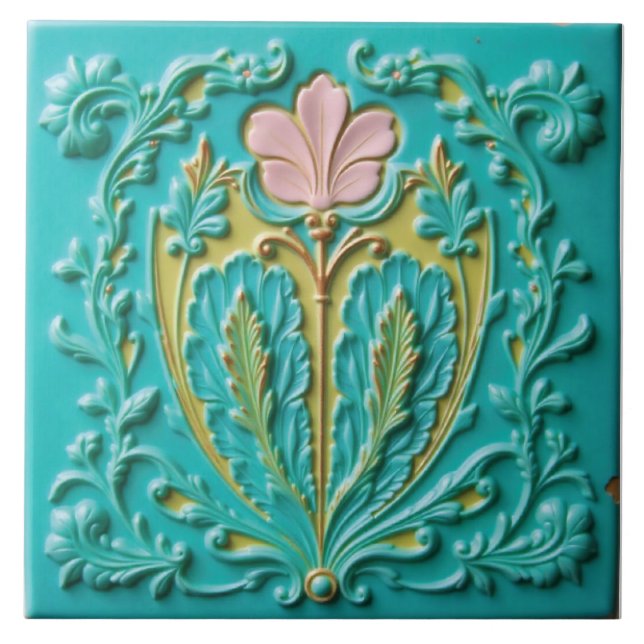 A Turquoise Awakening at Spring Ceramic Tile (Front)