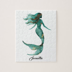 A Turquoise mermaid Jigsaw Puzzle