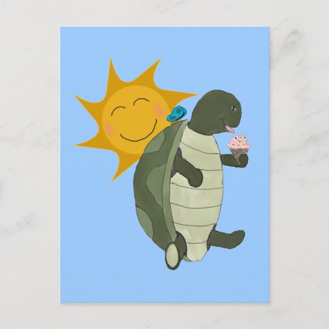 A Turtle Eating Ice Cream Postcard (Front)