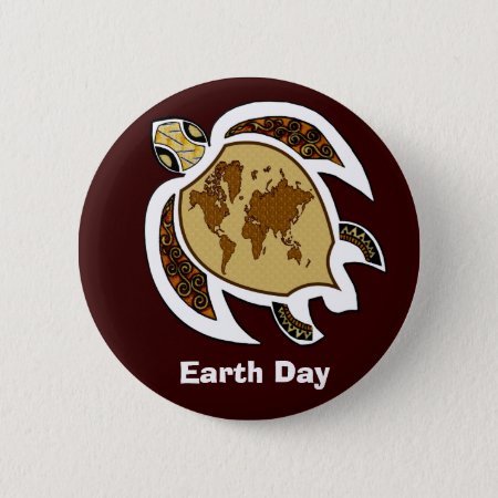 A Turtle For Earth Day On A Badge Button