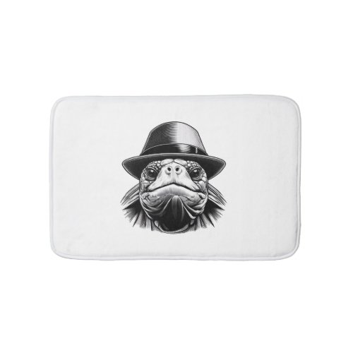 A turtle with a hat a classic look bath mat