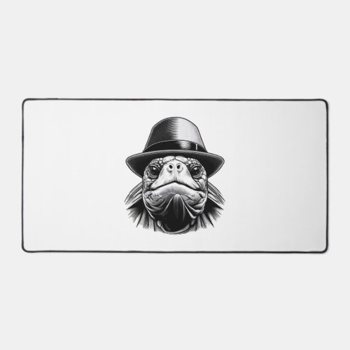 A turtle with a hat a classic look desk mat