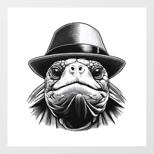 A turtle with a hat, a classic look wall decal