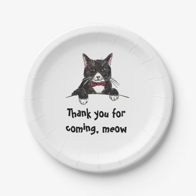 A Tuxedo Cat Birthday Paper Plate (Front)