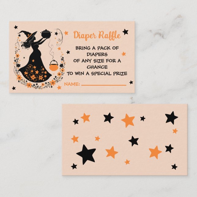 A Twin Halloween Baby Shower Diaper Raffle Enclosure Card (Front/Back)