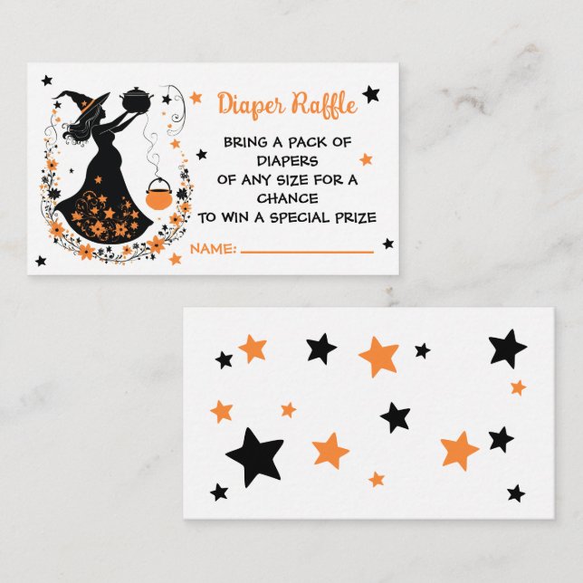 A Twin Halloween Baby Shower Diaper Raffle Enclosure Card (Front/Back)