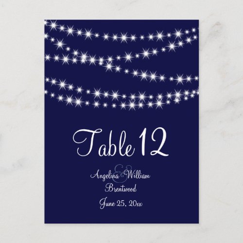 A Twinkle Lights Table Number navy