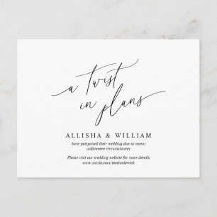A twist in plans, Wedding invitation Postponement Postcard