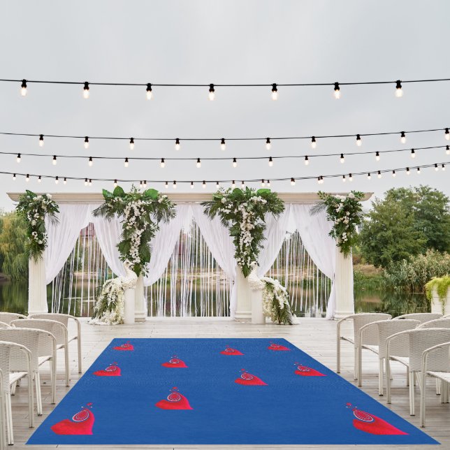 A Twist of Red and Blue Outdoor Rug (Insitu (Wedding 1))