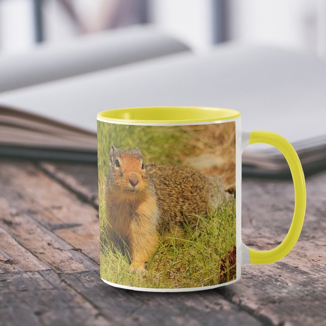 A Twitchy-Nosed Columbian Ground Squirrel Mug (Twitchy-Nosed Columbian Ground Squirrel in the Grass 11 oz Coffee Mug Cover Photo.)