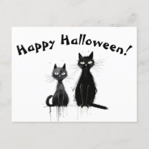 A Two Black Cats Happy Halloween